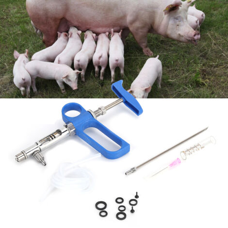 Seringue à vaccin 2ml pour animaux modèle C avec distributeur automatique, seringue automatique avec seringue graduée 2ml et manche en plastique pour poulets, porcs, moutons, canards, pigeons et autre (1/5)