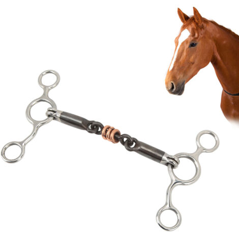 [Équipement de Dressage pour Chevaux] [Anneau Gag Snaffle Stainless Steel Brass 145mm] (1/5)