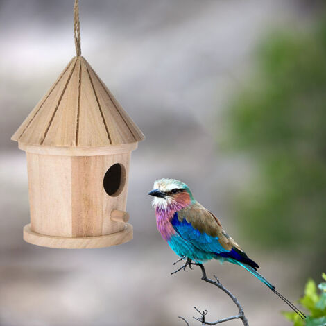 Nichoir en Bois [Maison pour Oiseaux] Cage Naturelle - Matériau Bois, Dimensions 14x10cm, Utilisé pour Jardinage et Décoration (1/5)