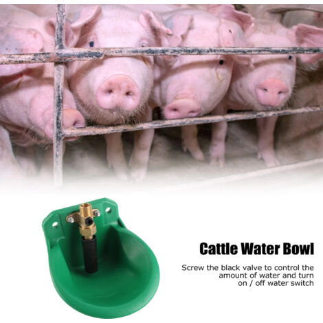 Abreuvoir Automatique pour Animaux avec Valve en Cuivre - Abreuvoir pour Bovins, Ovins, Porcs - Économiseur d'Eau en Plastique Vert 20x18x14cm - 1 Pièce