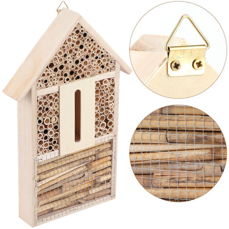 Maison d'Insectes en Bois - Refuge pour Abeilles et Insectes Utiles - Nichoir pour Jardins Ecologiques - Décor Naturel en Bois Candlenut, 30x20x4cm