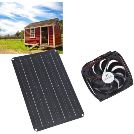Ventilateur Solaire Kit de 15W 12V + Panneau Monocristallin ABS - Installation Facile pour Maison, RV, Poulailler et Serre Petite