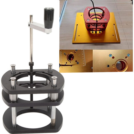 Système de levage de routeur en aluminium pour table de travail avec clampage 4-points et base noire (1/5)
