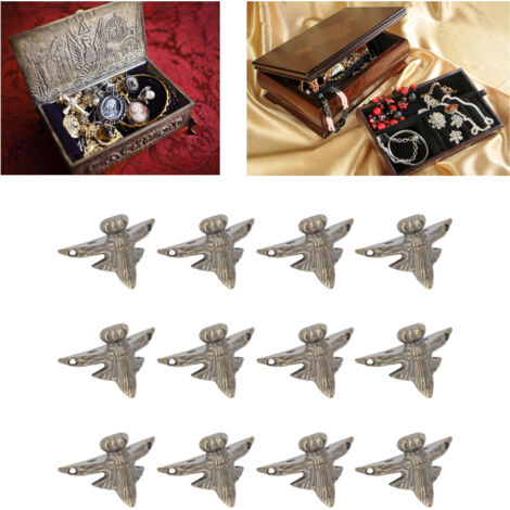 Pieds et supports antiques pour coffret de rangement en zinc allié - Kit de 20 avec 80 vis - Protection et décoration pour coffrets à bijoux et coffres bois (1/5)