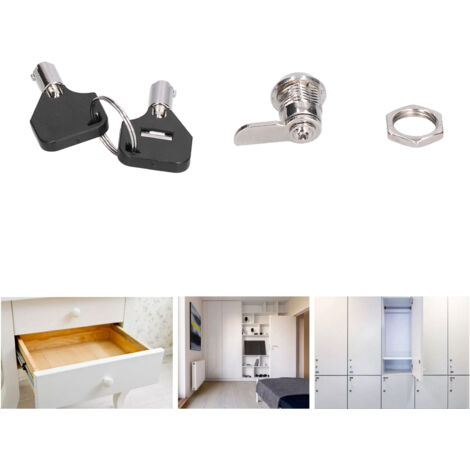 Serrure de cam pour armoire, avec 2 clés, zinc alliage, pour machines de vente, cabinets informatiques, portes de placard (1/5)