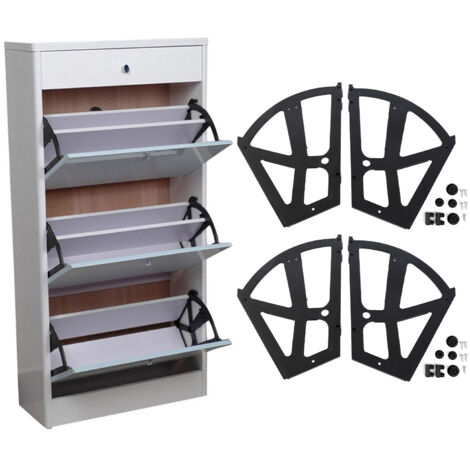 Ensemble de 4 systèmes de racks pivotants pour chaussures ABS, 26x20cm, avec accessoires pour armoire/rangement optimisation de capacité (1/5)