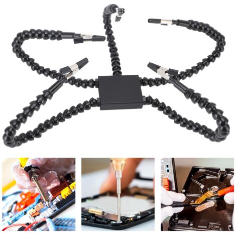 Station d'Aide à la Soudure avec Bras Flexibles - 6 Pinces Rotatives 360°, Anti-Dérapant, Matériel PC - Pour Circuits, Bijoux et Modélisme (1/5)
