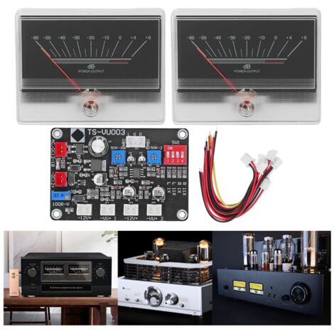 Kit de Compteur Audio VU avec Amplificateur Pré et Driver Board, 2 VU Meters ABS/PCB, 960µA Sensibilité, Backlight Adjustable, pour DIY et Home/Car Audio