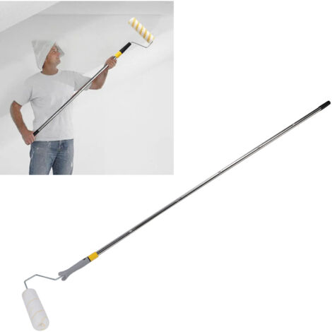 Kit de Rouleau de Peinture Professionnel Rechargeable et Polyvalent Rouleau 9cm & 23cm Abs et Métal Plateau, Perche Extension 91cm