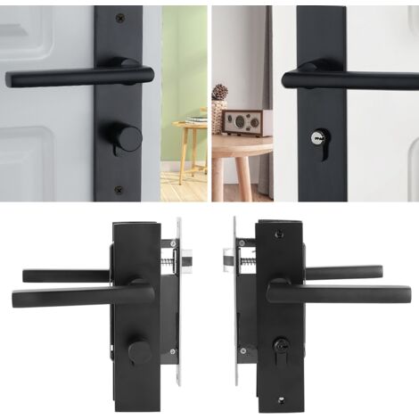Serrure de Porte pour Chambre avec Poignée et Clés en Aluminium Aéronautique - Sécurité et Silence - Noir (1/5)