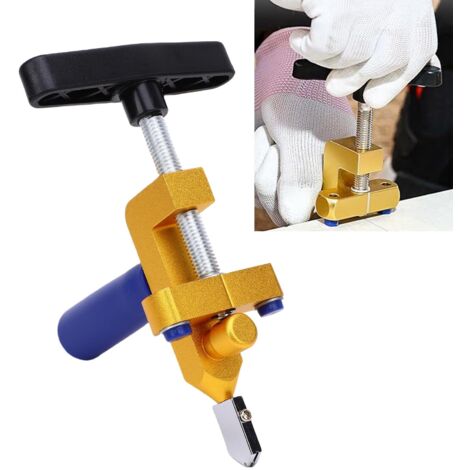 Coupe-carreaux manuel 2 en 1 avec lames tungstène pour vitres/miroirs (3-15mm) - Pack complet (2 lames, 2 gants) (1/5)