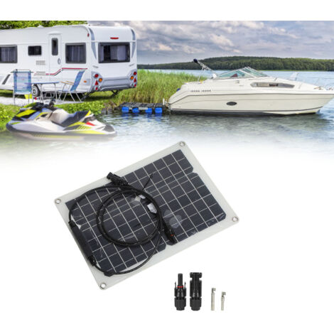 Panneau Solaire Monocristallin Portable 15W 18V avec Connecteurs Photovoltaïques pour Voiture, Bateau et Camping (1/5)