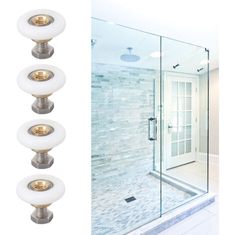 Rouleaux Porte Douche, Pièces de Remplacement, Lot de 4 Rouleaux Nylon Cuivre, 23mm Runners Pulleys Roues Smooth Sliding Easy Installation (1/5)