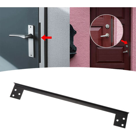 Plaque de protection anti-intrusion en forme L - Plaque de renforcement pour serrure de porte en acier inoxydable noir 17.78cm (7in) avec 6 vis (1/5)