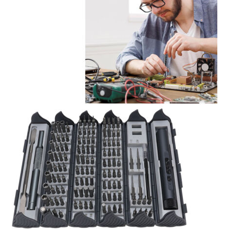Kit électrique de Réparation 124-en-1 avec Poignée rechargeable, Boîte de Rangement pour Électronique, Smartphone et Ordinateur (1/5)