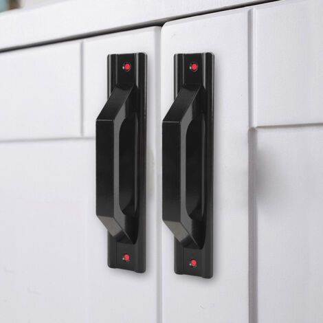 Poignée de Porte Coulissante Aluminium Noir Minimaliste Modern sans Perçage pour Cabinet Barn Armoire Porte Tiroir (1/5)