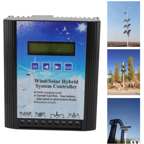 Régulateur Hybrid Vent-Solaire PWM 12‑24V avec Écran LCD pour Systèmes Hors-Grille - Aluminium Alloy Bleu 148x162x85mm - Fonctions Décharge Intelligente et Limitation de Courant (1/5)