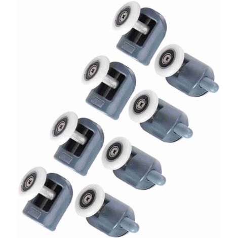 Roulettes de Porte pour Douche en Verre 5-6mm, Double Roue, Nylon, Aluminium, Polyacetal, 304 Inox, Set de 8 (4 Haut + 4 Bas) (1/5)