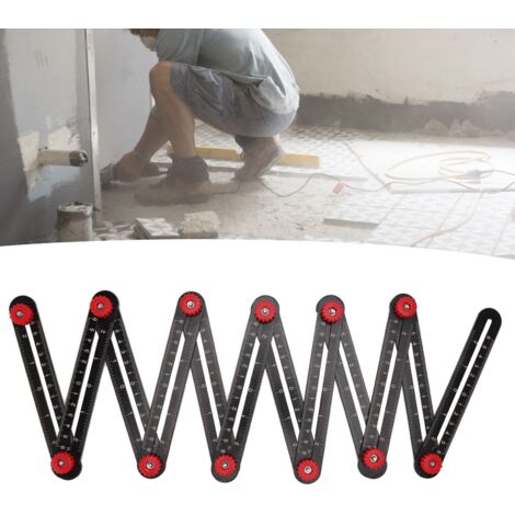 Multi Angle Tool, Équerre Universelle de Mesure 12-Sections en Alliage d'Aluminium pour Menuiserie Briques Carrelage Bois Pierre Génie Architectural