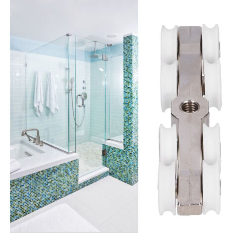 Kit Roulement pour Portes de Douche à Roulement Interne en Alliage de Zinc 22mm - 1 Roue + Accessoires + Crochet pour Installation Facile et Silencieuse (1/5)