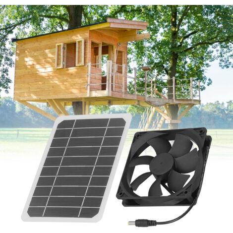 Ventilateur Solaire Mini 6W Panneau Monocristallin pour Maison d'Animaux Chien Volaille (1/5)