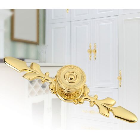 Bouton de Tirage Européen pour Décor Domestique en Alliage de Zinc Doré de 120mm, 1 Poignée + 1 Vis (1/5)