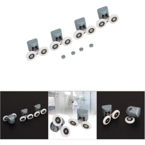 Rouleaux Supérieurs de Remplacement pour Portes de Douche en Verre – Double Roue pour Vitre 5/6mm – 4 Pièces avec Axes 304 Stainless Steel (1/5)