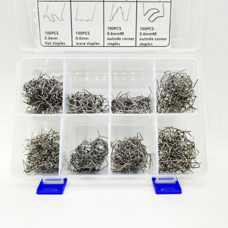 Kit de Réparation de Bumper avec 800 Agrafes à Plastique et Boîte de Stockage - Kit de Soudage pour Auto, Matériel: Acier Inoxydable, 0.6mm et 0.8mm, Argent (1/5)