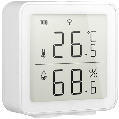 Capteur de Température WiFi Intelligent Domotique Compatible Alexa avec Alarme et APP Tuya. ABS, 64mm, 3xAA Batterie. (1/5)