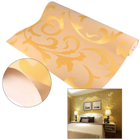 Papier peint mural non tissé, Baroque M, Damask doré à effet 3D (1/5)