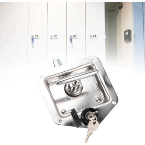 Serrure T à Plaque Flottante pour Coffre à Outils de Camion, Serrure Poignée T Pliante en Acier Inoxydable Antirouille, Latch Étanche avec 2 Clés pour Bureaux et Commerce (1/5)