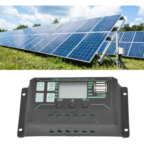Contrôleur Solaire Charge/Décharge PWM LCD Ajustable Dual USB Photovoltaic MPPT Régulateur Panneau 10A (1/5)
