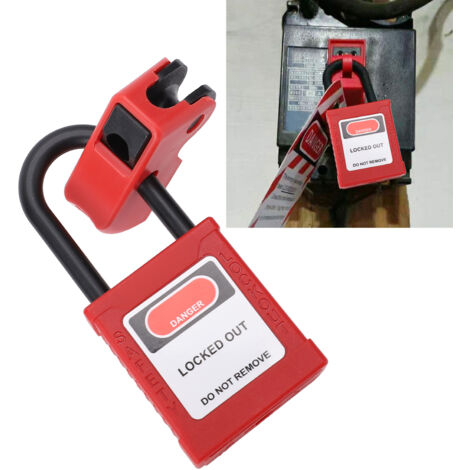 Cadenas de Sécurité pour Disjoncteurs - Kit pour Électriciens avec Cadenas Isolé Nylon/Bras et Clés (Clamping 8mm, Poids 108g, 1 Cadenas + 2 Clés)