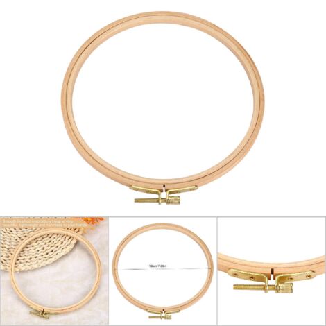 Cadre Bois à Broder à la Main Cercles pour Artisanat DIY - Cercles Bois Broderie Cadre en Bois pour Arts de l'Aiguille - Diamètre 18cm (1/5)