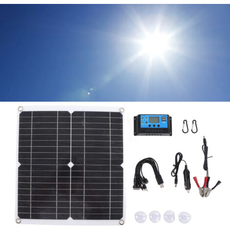 Kit de Panneau Solaire 20W 12V avec Régulateur 10A IP65 - Monocristallin pour Outdoor [Panneau Solaire Monocristallin] 36x33cm Kit Complet