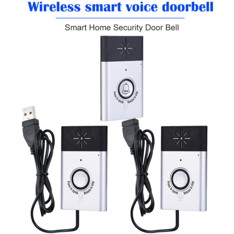 Sonnette Connectée sans Fil 2 Récepteurs avec Interphone Voix 2-Way Alerte Sécurité Domestique, Argent (1/5)