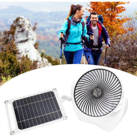 Ventilateur USB sur Panneau Solaire Portable avec Support inclinable et Ventouses (1/5)