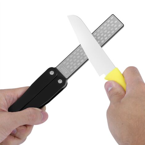 Pierre à affuter diamant double face 400/600 avec étui plastique pour camping, marque Outdoor en couleur noir (1/5)