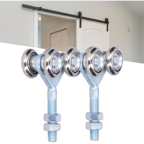 [Galet Porte Roulement] - [Accessoires Portes Vitrées] Kit 2 Galets Suspension Porte Diamètre 35mm Réglable Horiz/Vert Double Roue Fer (1/5)