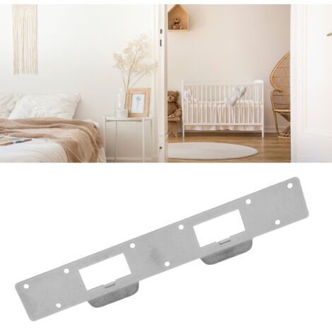 Plaque de frappe de sécurité pour porte - Blindage en acier double trous pour serrures à 5,5 - 6 pouces - Blanc avec vis incluses (1/5)