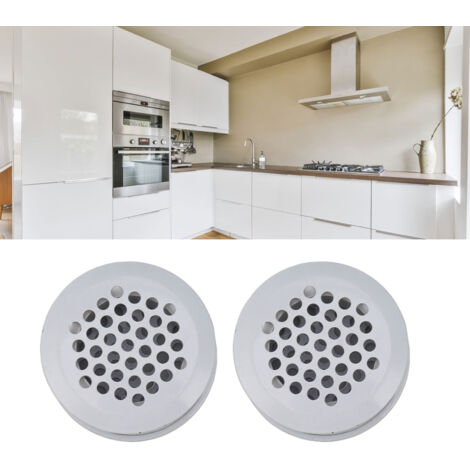 Grille de ventilation rond 2Pcs - Couverture à trou de mesh en ABS et acier inoxydable blanc (1/5)