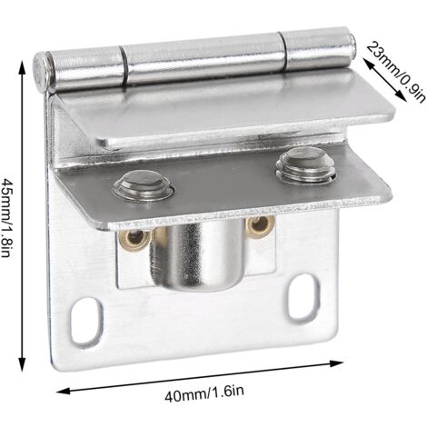 Pivot pour porte vitrée en acier inoxydable, fixation clip sans perforation S, pour vitrine/cabinet (1x pivot + 2x joint, 40x45x23mm) (1/5)