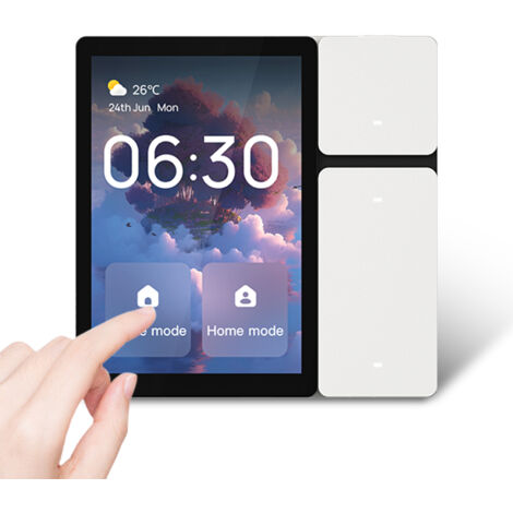 Tableau de Contrôle Intelligent pour Maison Connectée avec Touche Tactile, 3 Interrupteurs et Assistant Vocal, 3 Gang Relay, 3 Boutons, Blanc, 9x9x4.5cm, Compatible APP