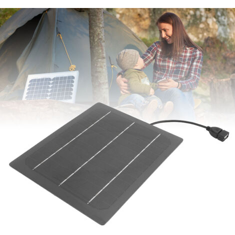 Panneau Solaire Petite Powerbank, Solaire 7W, Chargeur USB Monocrystalline Silicium, Chargeur Portable pour Camping Ventilateur 5V (1/5)