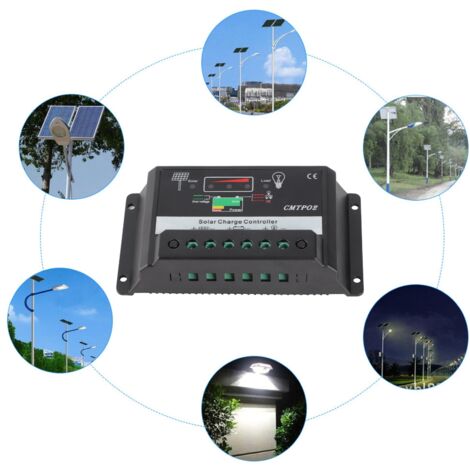 [Contrôleur de Charge Solaire] Abs Solar Régulateur de Batterie Automatique 30A Protection Multiples Porte-Fort 12V/24V Intégral Polyvalent Noir 135g (1/5)