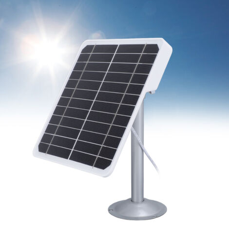 Panneau Solaire Monocristallin 20W 5V IP68 pour Caméra de Sécurité, Panneau Solaire Monocristallin Haute Efficacité, Panneau Solaire Résistant à l'eau, Panneau Solaire pour Maison, Kit d'Installation (1/5)