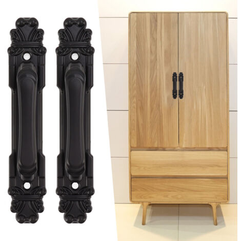 Poignée de porte - Set de 2 poignées robustes noir 165mm - Installation simple - Revêtement électrolytique résistant (1/5)