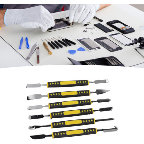 [Set d'outils de réparation] 6 pièces Spudger barres métalliques et manches ABS pour smartphones, tablettes et appareils électroniques (1/5)