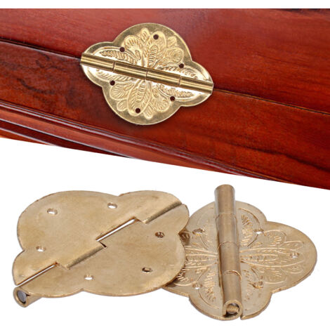 Paquet de 2 charnières antiques en cuivre pour coffrets, desserte, porte et bureau - Finition polie, résistance à l'abrasion, design protégé contre les blessures