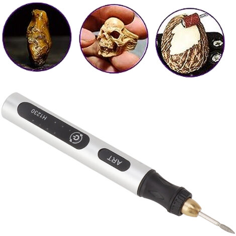 Graisseur Rotatif Portable Électrique USB 4,2V 300mAh - Crayon Gravure Métal, Bois, Pierre - Mini Outil 3 Vitesses, Aluminium Argenté - Non Slip (1/5)